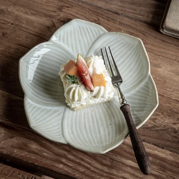 Керамическая тарелка для суши в форме лотоса с тиснением в классическом стиле 6 дюймов, блюдо для торта, Десертные тарелки